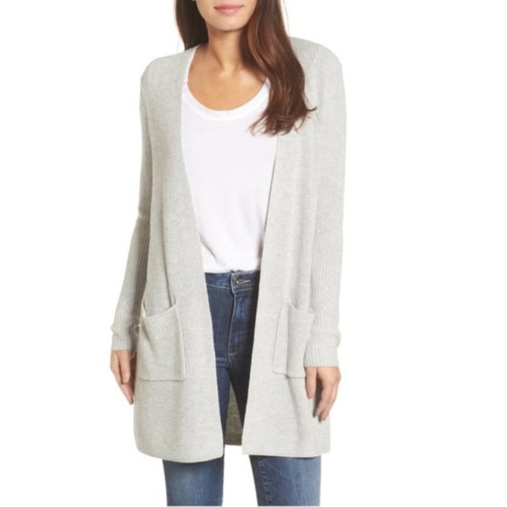 Halogen Long Ribbed Cardigan